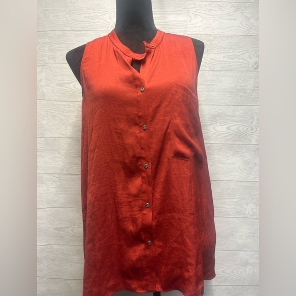 Helmut Lang burnt Orange sleeveless button up blouse‎ SZ M